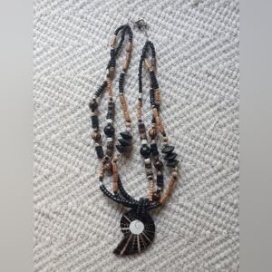 Beautiful Shell And Wooden Bead Necklace